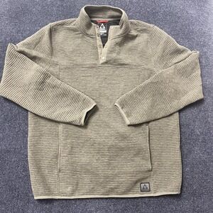 Gerry Sweater Mens XL Green Snap Mock Neck Pullover Ribbed Knit Outdoor